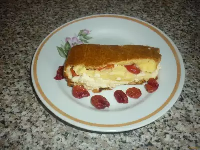 Творожный кекс с вишней и заварным кремом рецепт с фото