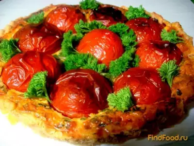 Заливной пирог с фаршированными помидорами рецепт с фото