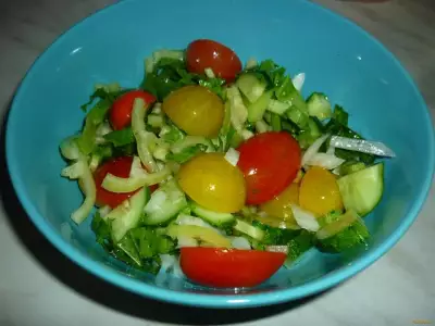 Летний салат с помидорами черри рецепт с фото