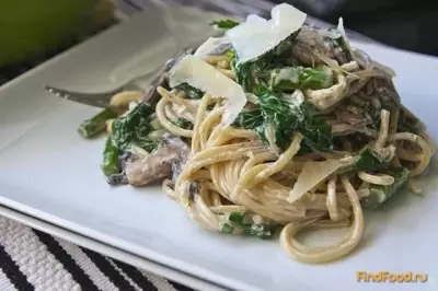 Спагетти с грибами и шпинатом рецепт с фото