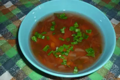 Постный суп со свеклой и белой фасолью в мультиварке