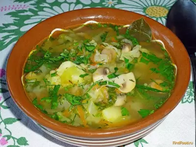 Вегетарианский суп с капустой и грибами рецепт с фото