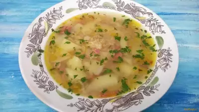 Суп с овсяными хлопьями и сарделькой рецепт с фото
