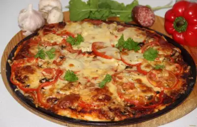 Пицца с салями и грибами рецепт с фото