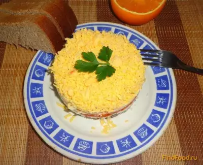 Слоеный салат с сыром и уткой рецепт с фото