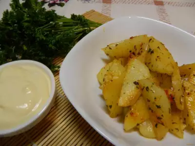Картофель по-деревенски с сырным соусом рецепт с фото