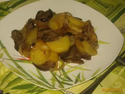 Жареный картофель с баклажаном и луком рецепт с фото