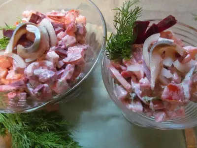 Салат из сельди с овощами рецепт с фото