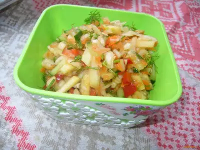 Салат из капусты с яблоком огурцом и сладким перцем рецепт с фото