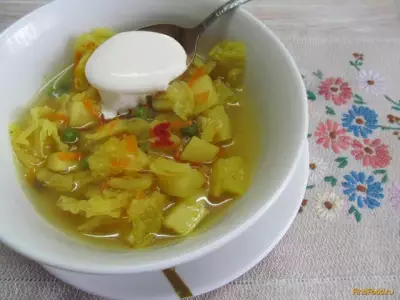 Суп с савойской капустой и зеленым горохом рецепт с фото