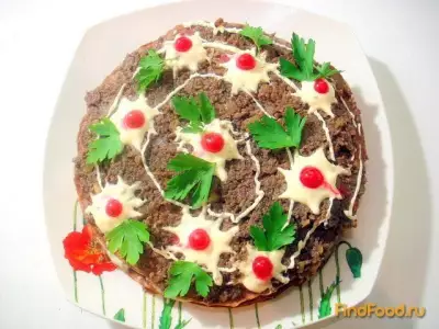 Печёночный торт с грибами рецепт с фото