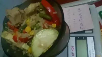 Диетические овощи с курицей и рисом рецепт с фото