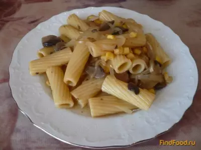 Постное рагу из макарон и кукурузы с грибами рецепт с фото