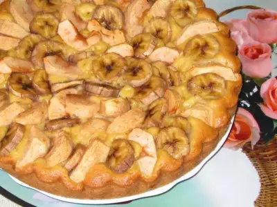 Пирог с яблоками и бананом рецепт с фото