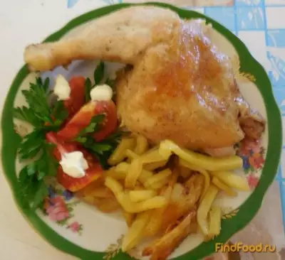 Курочка в духовке запеченная с картофелем рецепт с фото