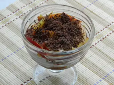 Десерт с мороженым и персиком рецепт с фото