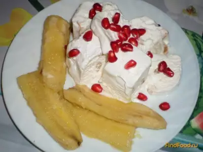 Мороженое с жареным бананом и гранатом рецепт с фото
