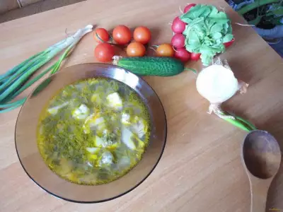 Зеленый борщ с клецками рецепт с фото