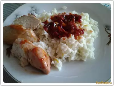 Курица в клюквенном соусе с рисом на гарнир рецепт с фото
