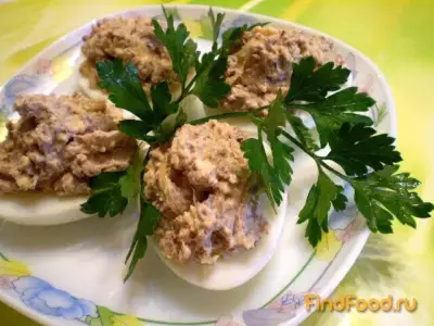 Яйца фаршированные печенью и луком рецепт с фото