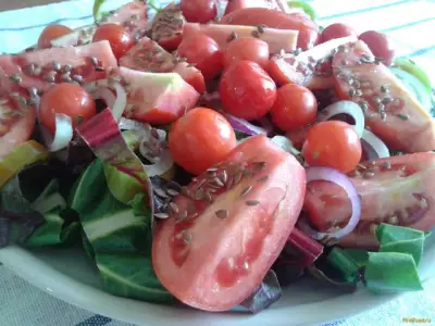 Овощной салат из мангольда с семенами льна  рецепт с фото