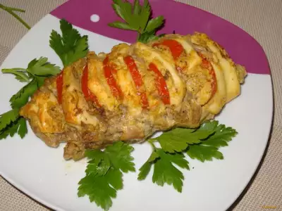 Корейка запеченная с сыром и помидорами в соусе рецепт с фото
