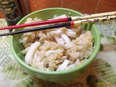 Рис с кальмаром и соевым соусом  рецепт с фото