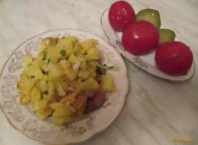 Картошка жареная на сале с чесноком рецепт с фото