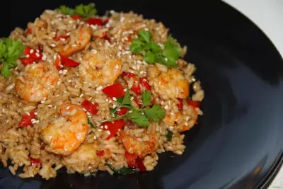 Жареный рис с креветками рецепт с фото
