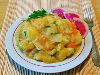 Картофель с капустой в сметане рецепт с фото