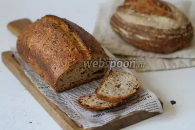 Пшенично-ржаной хлеб на закваске с семенами льна и семечками подсолнуха