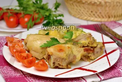 Запечённые куриные голени с картофелем и сыром на пару в мультиварке