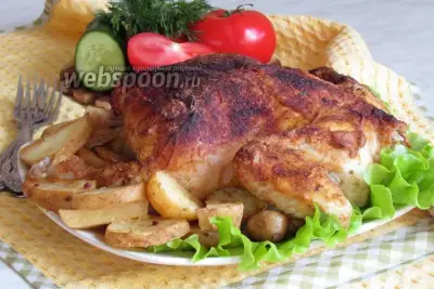 Курица в горчичной шубке с молодым картофелем