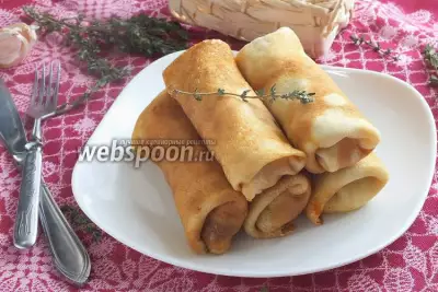 Блинчики с капустой и копчёной грудинкой