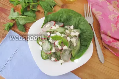 Салат из огурцов с редисом и мятой