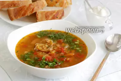 Чечевичный суп со свининой