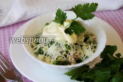Салат из консервированной горбуши с зелёным луком