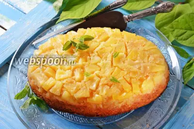 Перевёрнутый пирог с кусочками ананаса