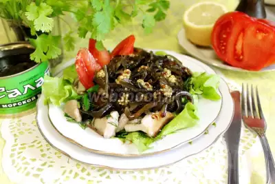 Салат из морской капусты с грибами фото