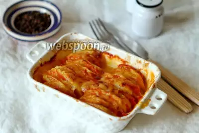 Картошка с помидорами и сыром моцарелла в духовке