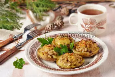 Лодочки из картофеля, фаршированные грибами