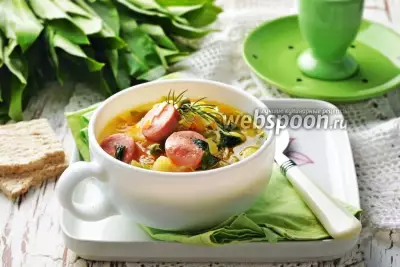 Овощной суп с сосисками