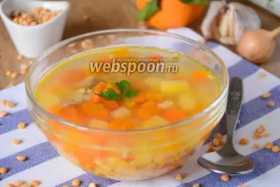 Тыквенный суп с красной чечевицей
