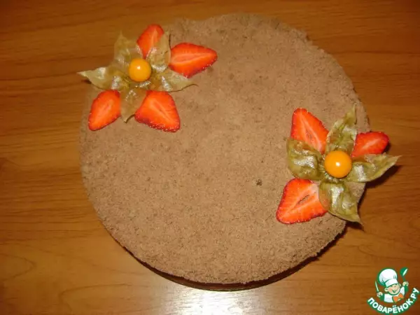 насыпной пирог с творожно клубничной начинкой
