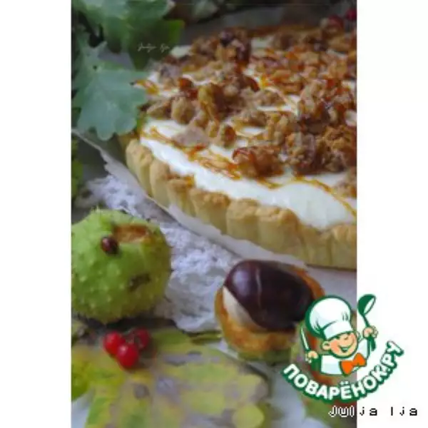 пирог с творожной начинкой и засахаренными каштанами каштаны осень карамель