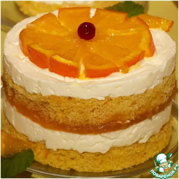 десерт баварезе с горячими апельсиновыми дольками