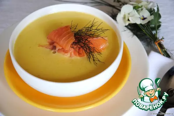 бархатный крем суп с лососем