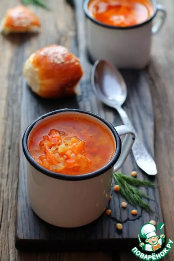 гороховый суп с запечёнными овощами