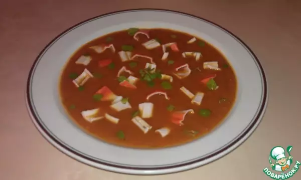 томатный суп пюре с крабовой стружкой