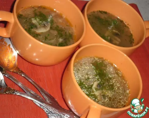 суп с сушёными грибами свежими шампиньонами и овсяными хлопьями